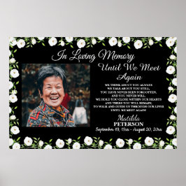 Póster Celebración de la Vida de Flores Blancas