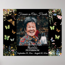 Póster Celebración de la vida de mariposas de flores silv