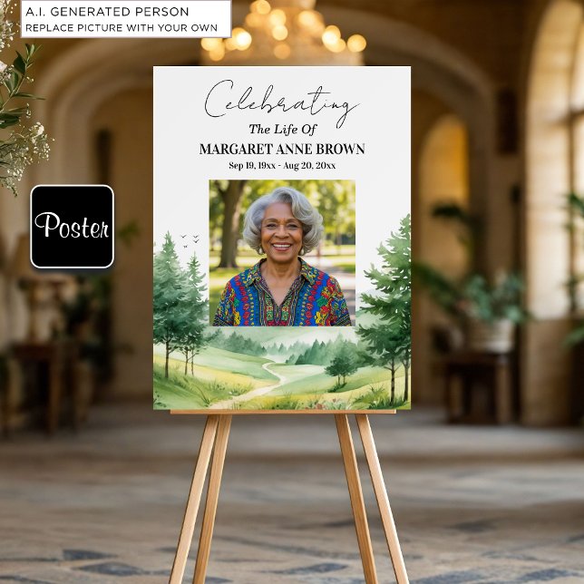 Póster Celebración de la vida de montañas de acuarela Fot (Subido por el creador)
