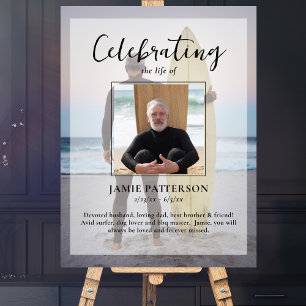 Póster Celebración de la Vida de Surfista Foto Personaliz