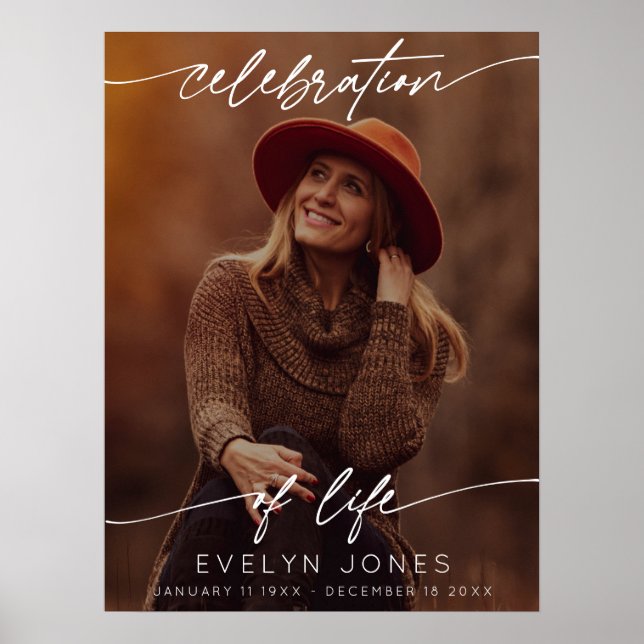 Póster Celebración de la vida Escritura Funeral Foto | Ne (Frente)