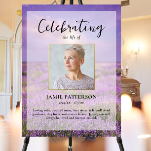 Póster Celebración de la Vida Flor de Lavanda Foto Funera