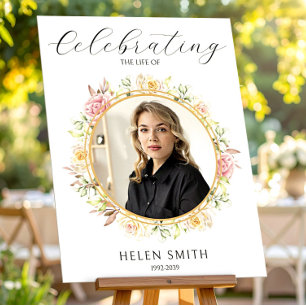 Póster Celebración de la Vida, Foto Floral Elegante Blanc