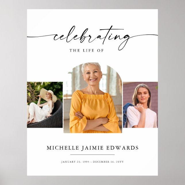 Póster Celebración de la Vida | Foto Funeral Memorial (Frente)