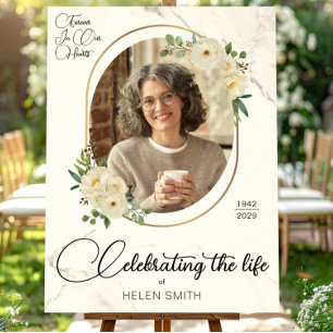 Póster Celebración de la Vida, Foto Memorial Funeral Flor