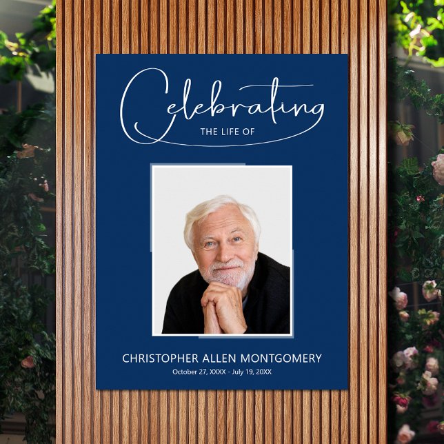 Póster Celebración De La Vida Funeral Foto (Celebration of Life photo memorial funeral poster - INSTANT DOWNLOAD or PRINTED (framed, too))