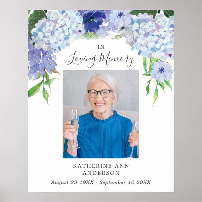 Póster Celebración de la vida Hydrangea Funeral Poster (Frente)