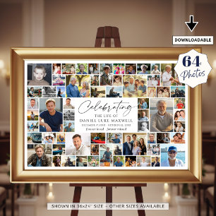 Póster Celebración de la Vida Memorial Colaje de 64 Fotos