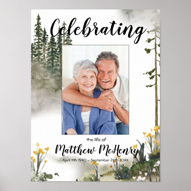 Póster Celebración de la vida Memorial Funeral Foto Poste (Frente)