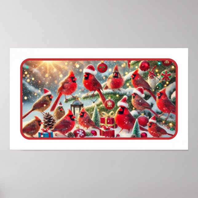 Póster Celebración de Navidades de Cardenales festivos (Frente)