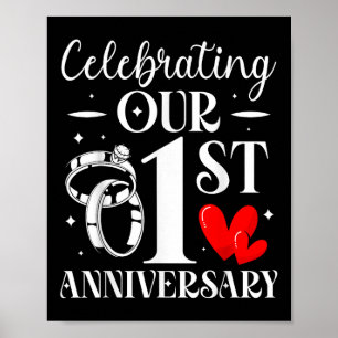 Póster Celebración de nuestro primer aniversario Boda 1 a
