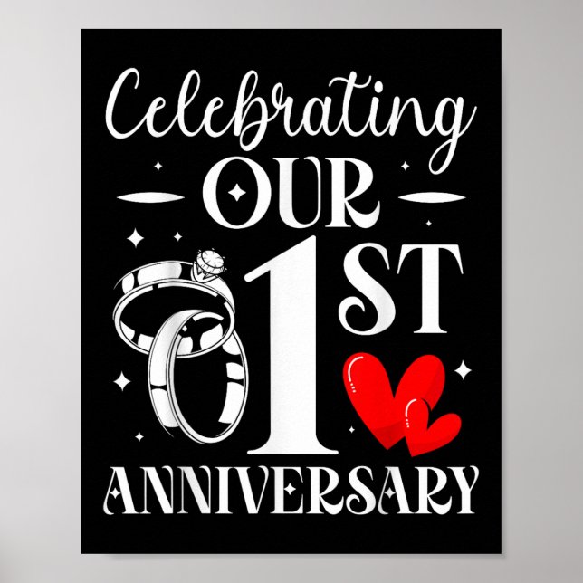 Póster Celebración de nuestro primer aniversario Boda 1 a (Frente)