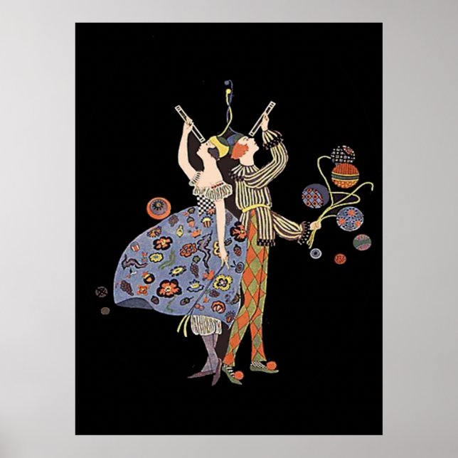 Póster Celebración de parejas Fiestas Art Deco (Frente)