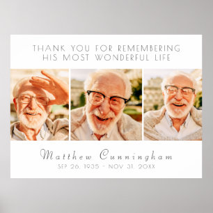 Póster Celebración de su vida moderna simple tres fotos