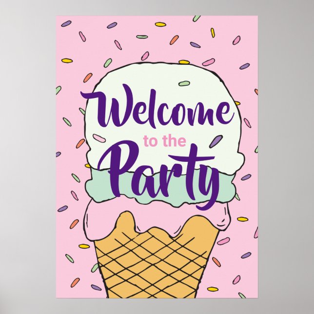 Póster Celebración De Un Evento De Helado Crema De Hielo  (Frente)