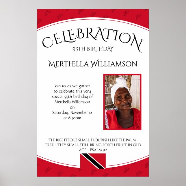 Póster CELEBRACIÓN DEL CUMPLEAÑOS Bandera de Trinidad con (Frente)