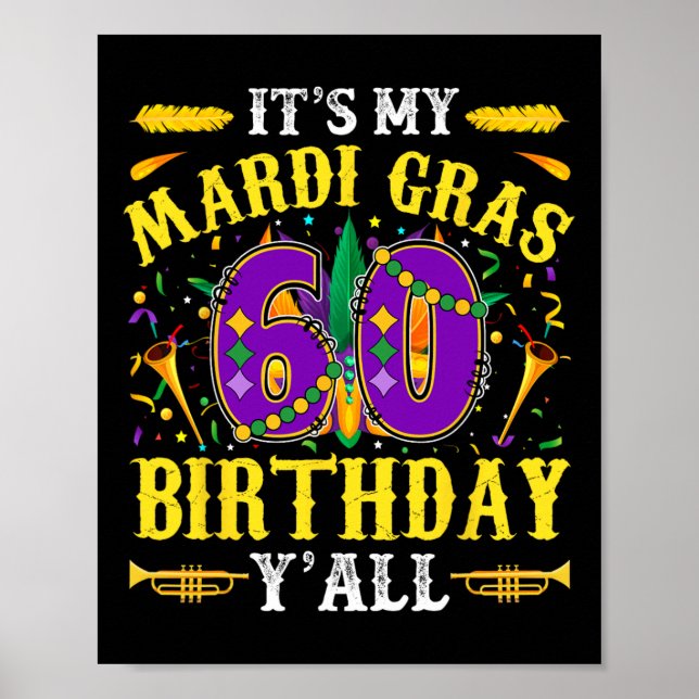 Póster Celebración del cumpleaños número 60 del Mardi Gra (Frente)