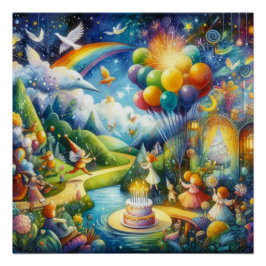 Póster Celebración del cumpleaños Wimsical