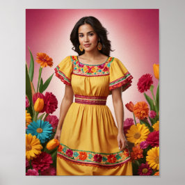 Póster Celebración del Día de la Madre, floral vibrante