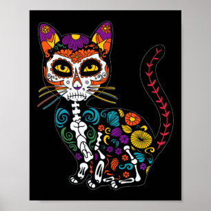 Póster Celebración del gato del cráneo del azúcar para lo