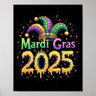 Póster Celebración del Mardi Gras 2025: Las plumas máscar