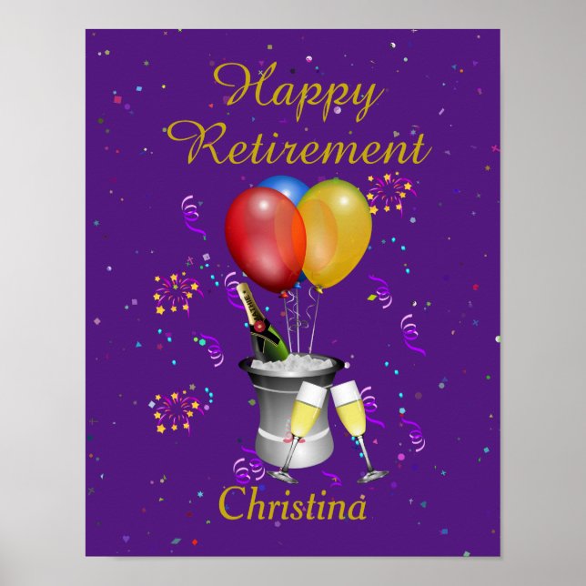 Póster Celebración del retiro Sparkling Wine Purple (Frente)
