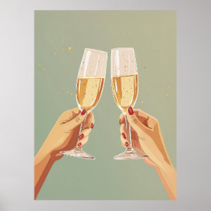 Póster Celebración elegante de la tostada de champán
