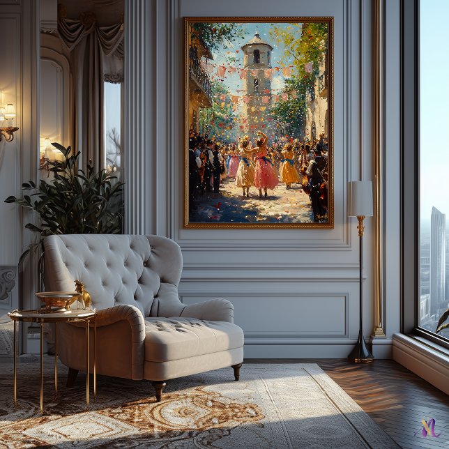 Póster Celebración festiva de pueblo al estilo impresioni (Subido por el creador)