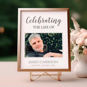 Póster Celebración gris de la vida con funeral de foto