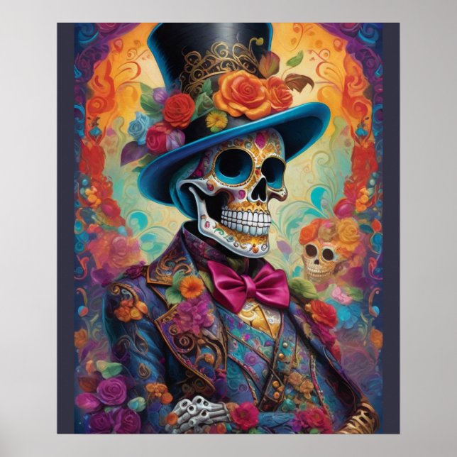 Póster Celebración intensa: Skeleton de Sugar Skull (Frente)