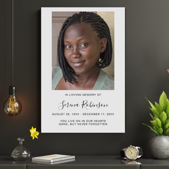 Póster Celebración moderna personalizada del funeral de l (Photo Memorial Poster)