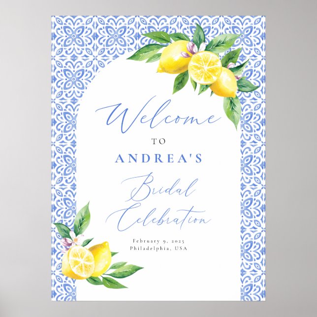 Póster Celebración nupcial del BlueTile Positano italiano (Frente)
