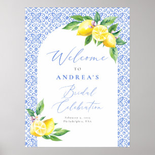 Póster Celebración Nupcial Positano de Baldosa Azul Itali