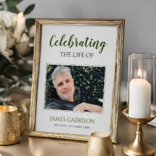 Póster Celebración Verde de la Vida con Funeral de Foto