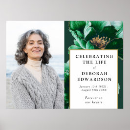 Póster Celebración Verde De Rótulo De Vida De Funeral De 