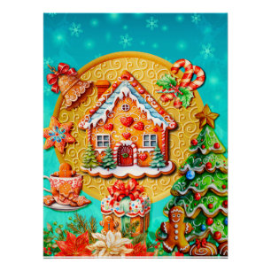 Póster Celebraciones con mi Pan de Jengibre de Navidad pe
