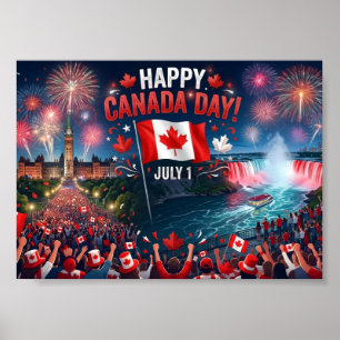 Póster celebraciones felices fuegos artificiales del Día