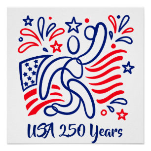 Póster celebrando el 250 aniversario de Estados Unidos