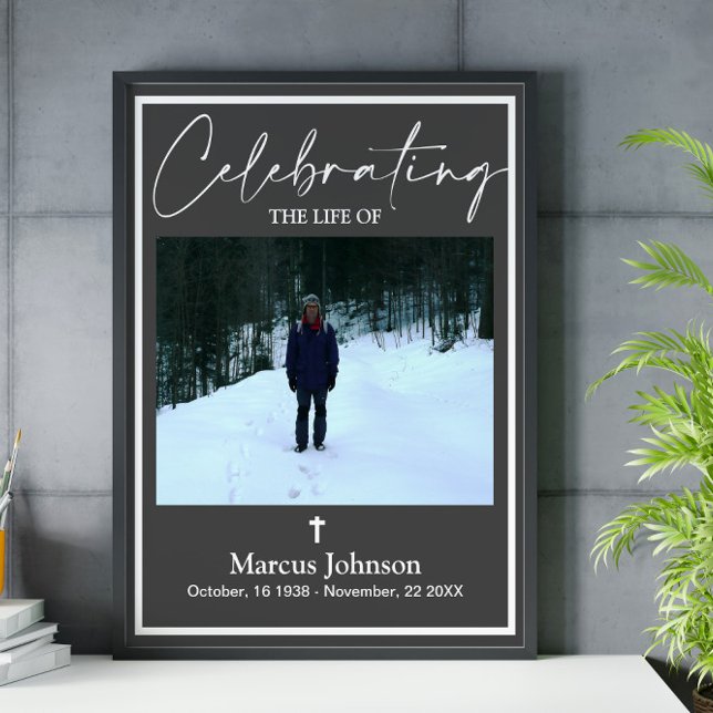 Póster Celebrando la vida 18x24 Dark Gray Funeral Post (Subido por el creador)