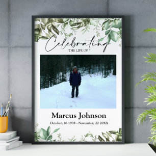 Póster Celebrando la vida 24x36 hojas verdes Funeral