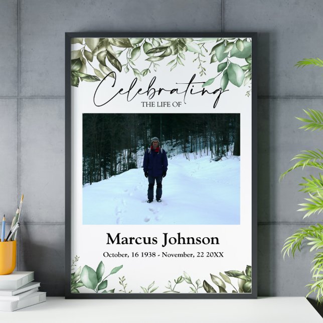 Póster Celebrando la vida 24x36 hojas verdes Funeral (Subido por el creador)