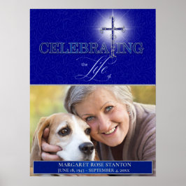 Póster Celebrando la Vida Cruz Cristiana Azul Foto