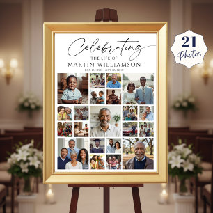 Póster Celebrando la Vida de Nombre Colaje de 21 Fotos