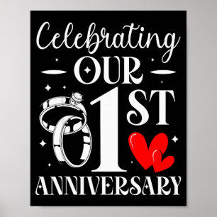 Póster Celebrando nuestro 1er aniversario de bodas 1 año