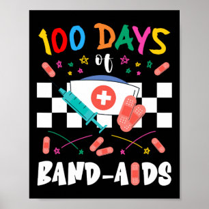 Póster Celebrar 100 Días De Escuela Con Pelo Con Tema De