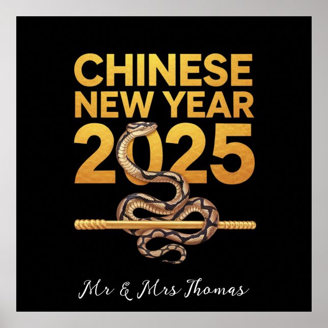 Póster Celebrar Año Nuevo Chino 2025 Año De Serpiente (Frente)