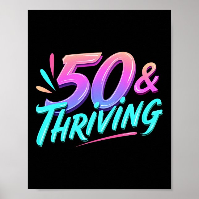 Póster Celebrar el cumpleaños 50 y vibrante (Frente)