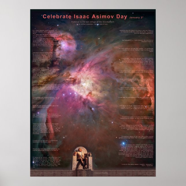 Póster Celebrar el Día de Isaac Asimov (Frente)