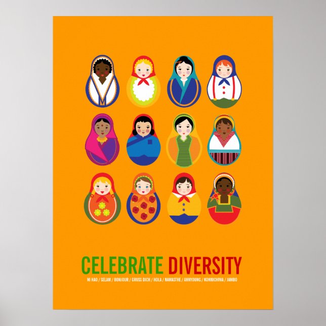 Póster Celebrar el Día Multicultural de la Diversidad (Frente)