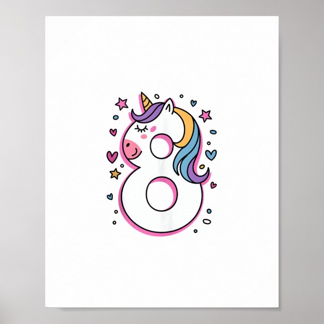 Póster Celebrar feliz fiesta de cumpleaños de 8 años para (Frente)